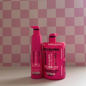 پکیج اقتصادی ماسک داخل حمام و بعد حمام موی فر نانوگلوبال صورتی